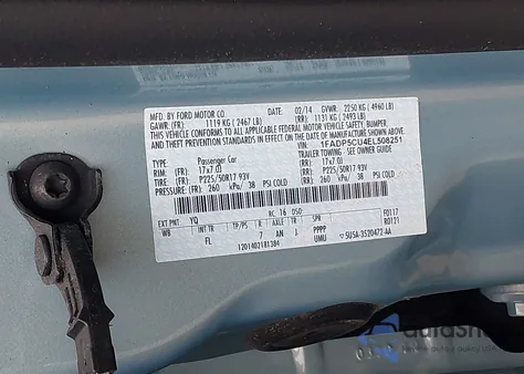 2014 Ford C-Max Energi Sel z USA, uszkodzony, nr VIN 1FADP5CU4EL508251